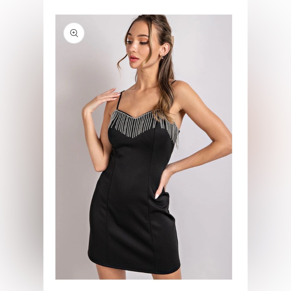 Black Mini Dress with Gold Accents